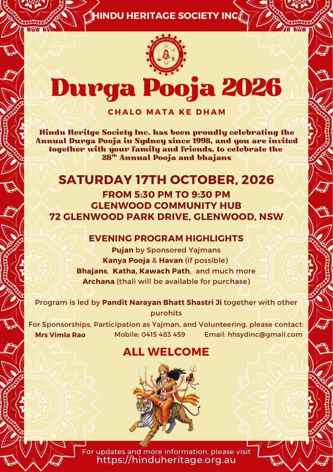 Devi Jagran 2026 - Hindu Heritage Society