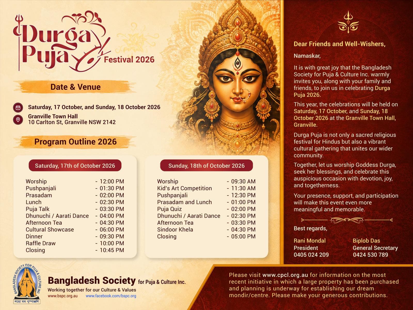 Durga Puja Festival 2026 — Bangladesh Society for Puja and Culture